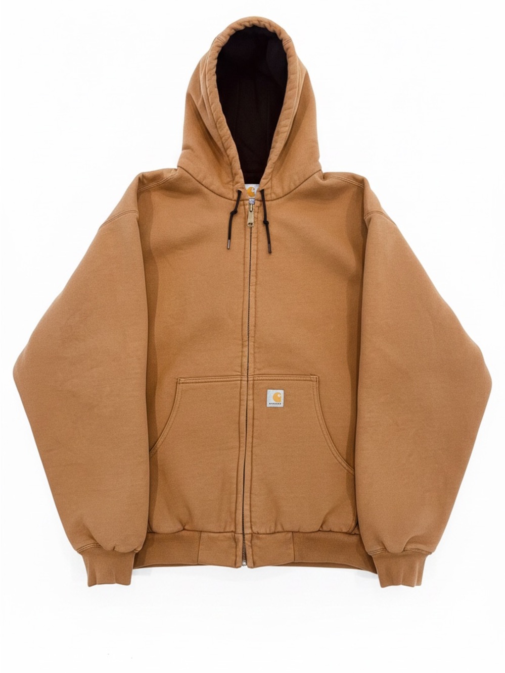 Carhartt Tan Brown Full-Zip Hooded Work Jacket